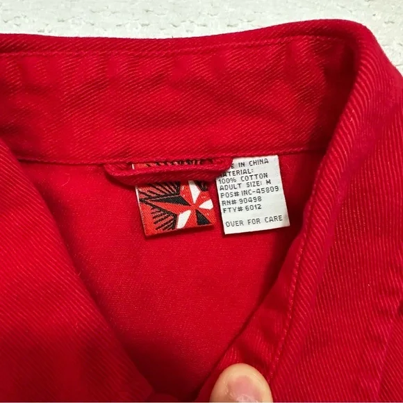 Vintage Marlboro Red Star Red Cotton Pearl Button Long Sleeve Shirt Size Medium - Picture 4 of 5